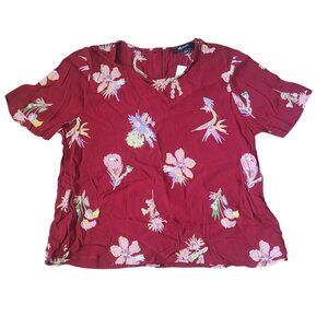 NWT Madewell Women's Bird of Paradise Button Back Short Sleeve Casual Basic Top